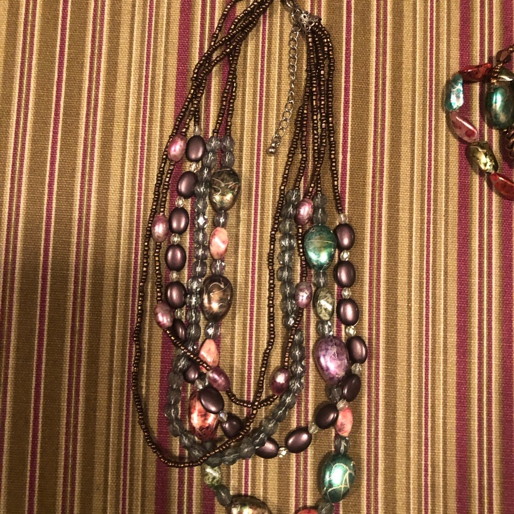 Multi Stone Necklace With Coordinating Stretch Br… - image 6